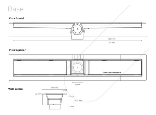 Imagem 4 de 6 de Ralo Linear Smart Tampa Inox 70x7,7cm - 261