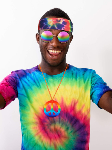 Conjunto De Disfraz Hippie, Gafas De Sol Hippie, Collar Con