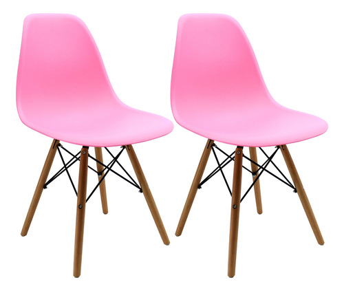 Kit X 2 Sillas  Eames Madera Para Comedor