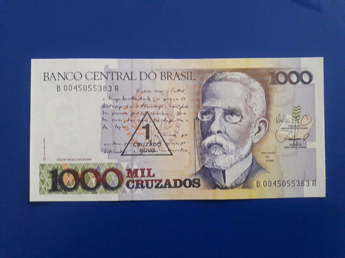 Imagen 1 de 3 de Billete Unc Brasil 1000 Cruzados