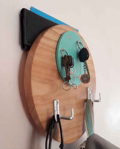 Imagen 5 de 9 de Organizador Perchero De Pared + Portallaves Magnético Madera