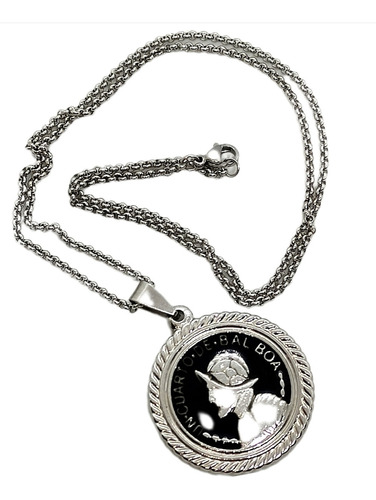 Dije Moneda De Panamá Balboa De Acero Quirúrgico.mariannmoon Color Plateado Con Negro