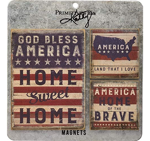 Primitives By Kathy Patriotic Magnets, Juego De 3, América