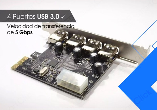 Imagen 3 de 10 de Placa Pci A Usb 3.0 Pcie Express De 4 Puertos 5gbps Chip Vli