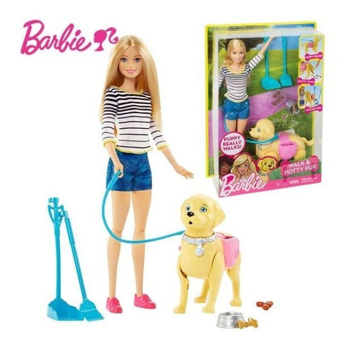 Barbie Paseo De Mascota Muñeca Original Mattel