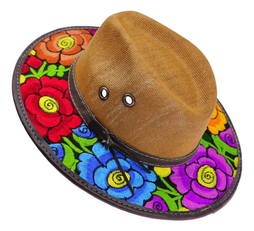 Sombrero Patish De Yute Bordado Artesanal 1 Pieza