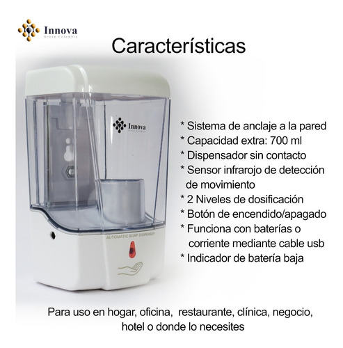 Dispensador De Jabón Para Pared Innova Sd - 04 Paquete X 3