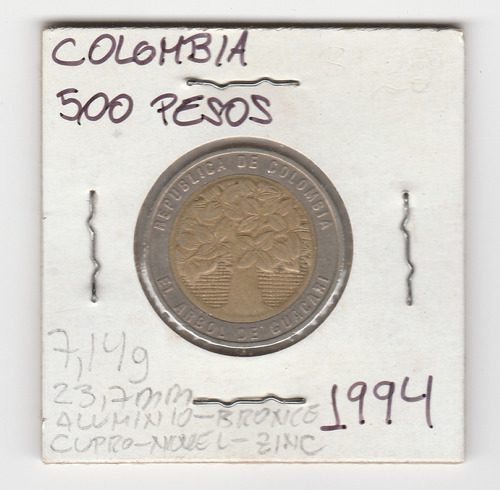 Moneda Colombia 500 Pesos 1994 Vf