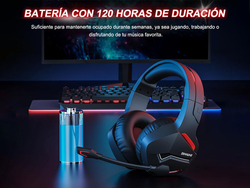 Auriculares Gamer Inalámbricos Binnune Bw01 Color Negro/rojo