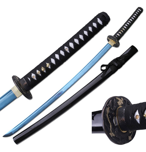 Katana Hoja Azul Metalico Canal De Sangre Ten Ryu Tr-031bl