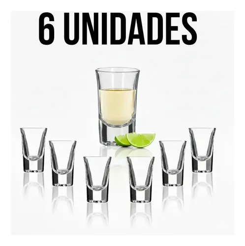 Jogo Kit 6 Copo De Vidro Shot Dose Cachaca Tequila Licor Transparente