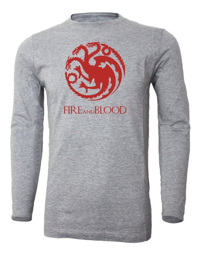 Polera Manga Larga P/hombre Game Of Thrones Fire And Blood