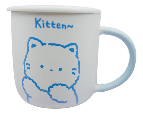 Taza Anime 400 Ml - Diseño Funcional Y Estilo Kawaii Blanco Kitten