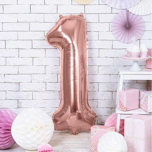 Balão Número Metalizado 40 Cms Rose Gold -escolha Seu Número Cor 1 Rose