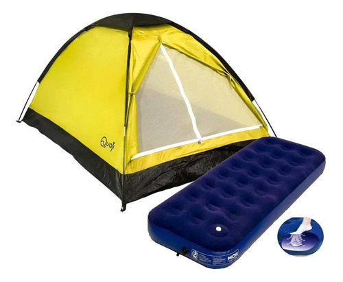 Barraca Camping 2 Quati Carajas Amarelo + Colchão Solteiro