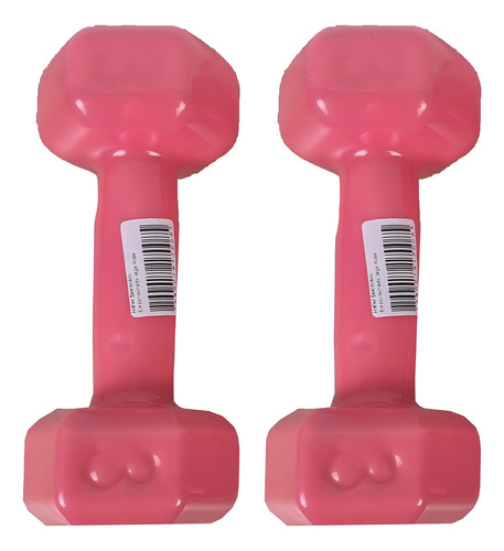Kit Colchonete Rosa+caneleira 2kg + Par Halter Sextavado 3kg Cor Rosa