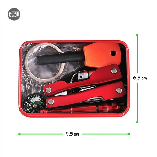 Imagen 2 de 10 de Kit Supervivencia Sos Emergency Cort Plumas Brujula Silbato