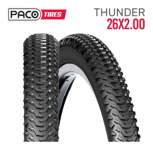 Imagem 2 de 2 de Par Pneu Bicicleta Aro 26 X 2.00 Paco Thunder Preto Bike