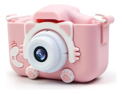 Maquina Fotografica Infantil Vídeos Hd Fotos Câmera Gato Cor Rosa