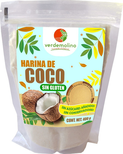 Harina De Coco Sin Gluten 400g Verdemolino