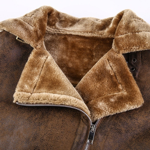 Imagen 5 de 9 de Chaqueta De Piel Gruesa Cálida De Estilo Vintage Con Solapa