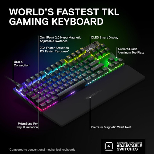Teclado Gamer Steelseries Apex Pro Tkl, Switch Omnipoint 2.0