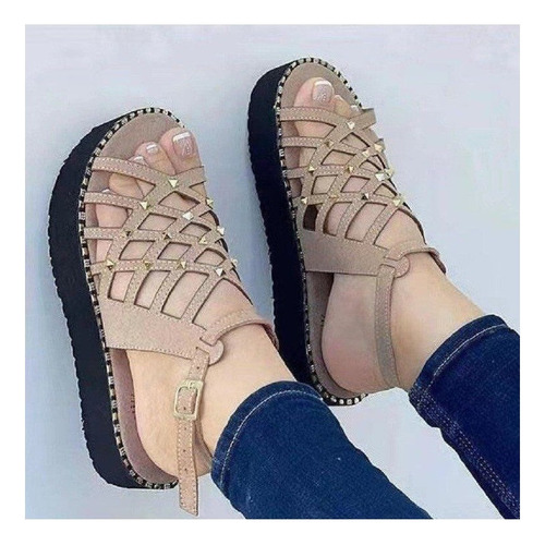 Sandalias Mujer Cutout Open Toe Zapatos Romanos Plataforma