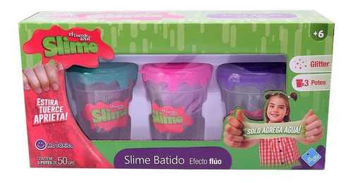 El Duende Azul Slime Flúor Glitter Para Preparar X3 Jlt 7180