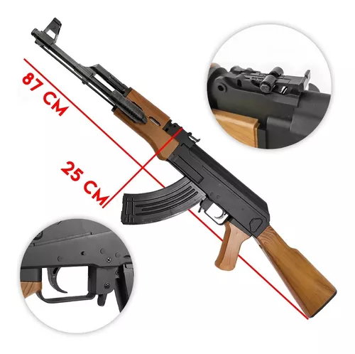 Rifle Fusil Airsoft Ak47 Replica Resorte Laser Linterna 6 Mm