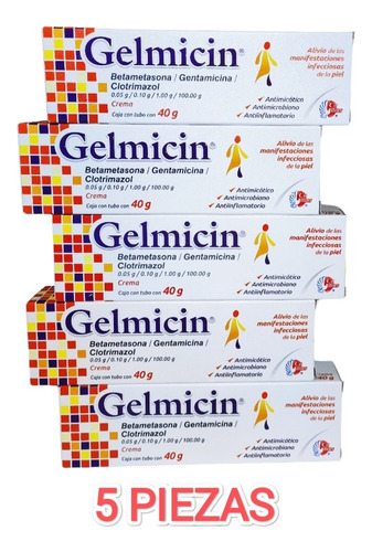 Gelmicin Crema 50 G Paquete Con 5 Piezas 40 G C/una