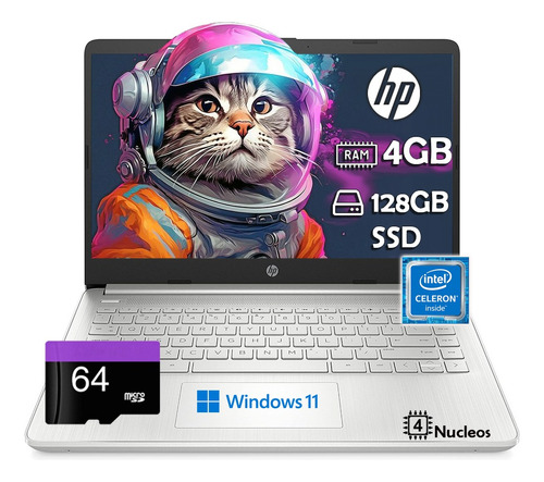 Laptop Hp 14 Intel Celeron N4120 128gb Ssd 4gb Ram 4 Nucleos