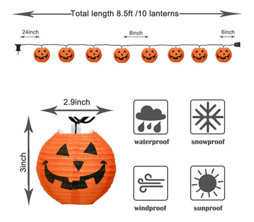 Luces De Cuerda De Linterna De Halloween, Luces De Calabaza