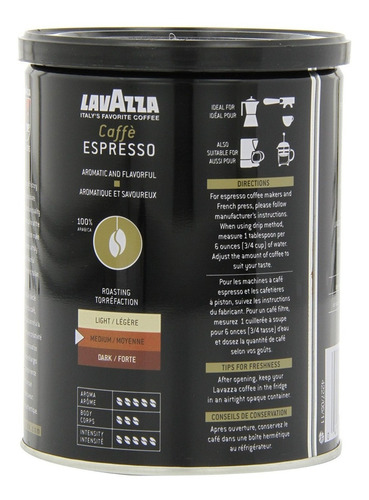 Blend Lavazza Espresso Caffe Café Molido, Medio Asado, Latas