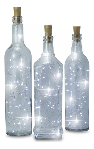 10 Series Led De Pilas Decoracion Manualidades Botellas Luces Luz Blanca