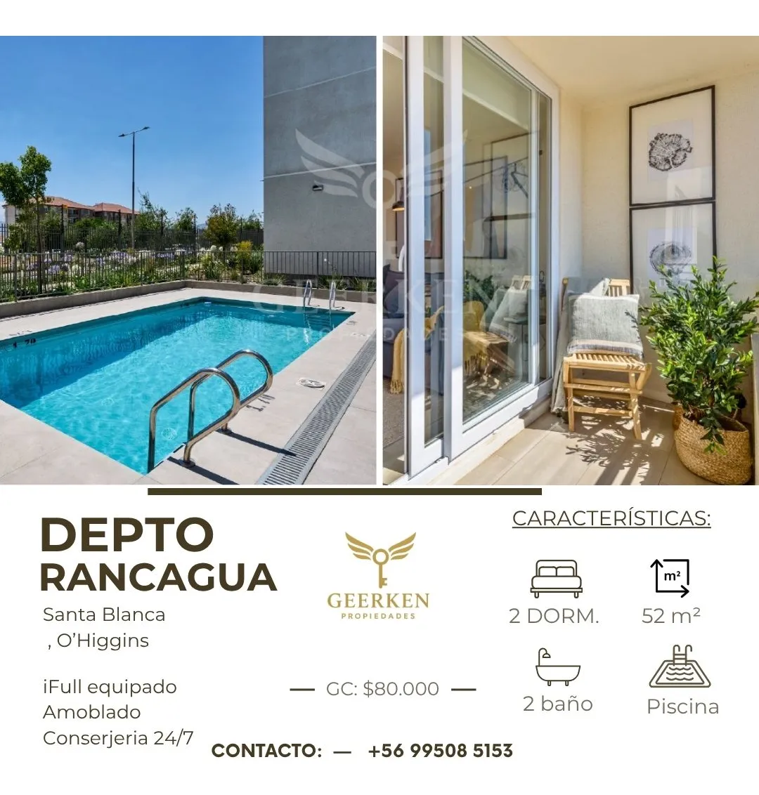 Imagen 2 de 14 de Arriendo Amplio Departamento Amoblado Rancagua