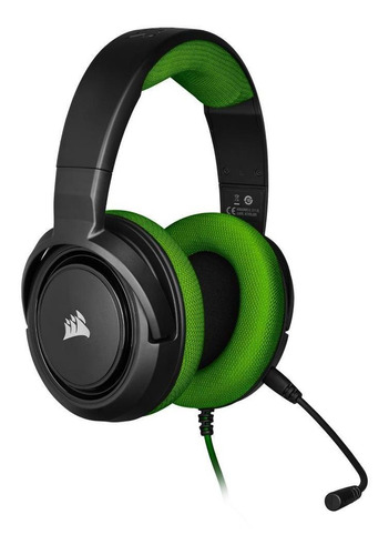 Headset Gamer Corsair Hs35 Stereo Drivers 50mm Verde Cor Green