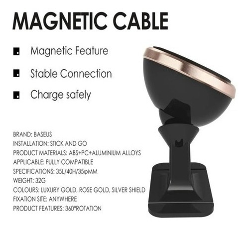 Soporte De Telefono Para Auto Magnetico Cuadrado 3m - Baseus