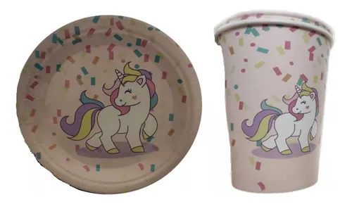 comprar Set 10 Platos+10 Vasos Unicornio Cumpleaños Globifiesta