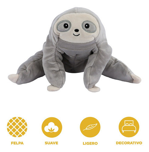 Miniso Peluche Perezoso Felpa Rosa 20x12 Cm Color Gris
