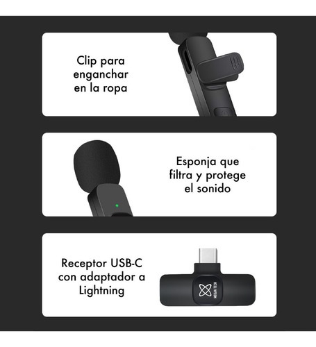 Microfono Corbatero Inalambrico Compatible iPhone Celular Color Negro