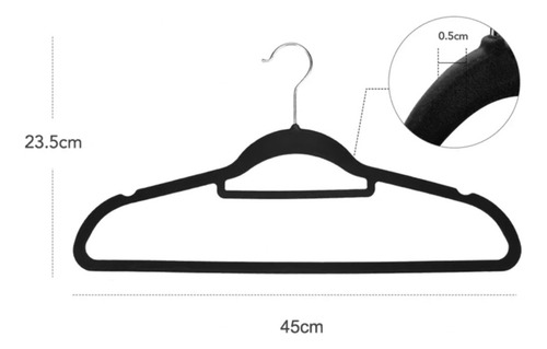 Pack 30 Colgador Gamuza Terciopelo Negro Antideslizante