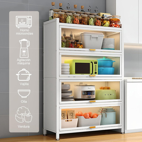 Estante Organizador Microondas 5 Niveles Cocina Con Ruedas Blanco