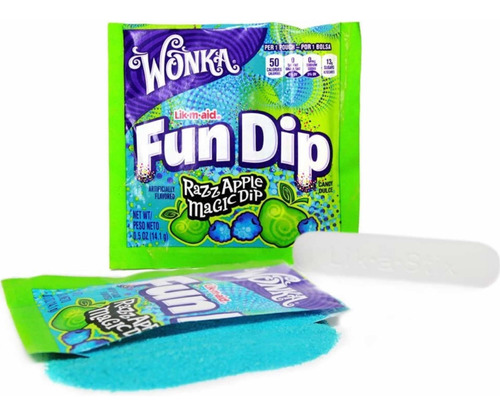 Fun Dip Razzapple Manzana Verde Y Mora Azul