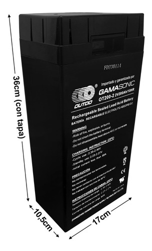 Imagen 2 de 4 de Batería2v 200ah Sellada Recargable Electrolito Absorbido