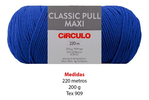 Novelo Lã Crochê E Tricô Classic Pull Maxi C/220m Círculo Cor 2829 - Sáfira