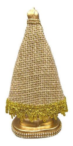 Imagem De Ns Aparecida Linda Em Tecido Estilo Barroco 20cm Cor Marrom