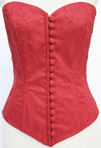 Corset Tafeta Crash Rojo Con Cierre Y Botones