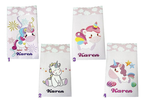 Imagen 3 de 9 de Bolsas De Unicornio Para Dulces - Fiestas - Pkt De 30 - G