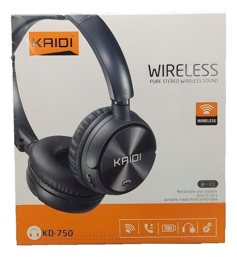Fone De Ouvido Confortável Headphone Bluetooth Kaidi Kd-750 Cor Preto Preto