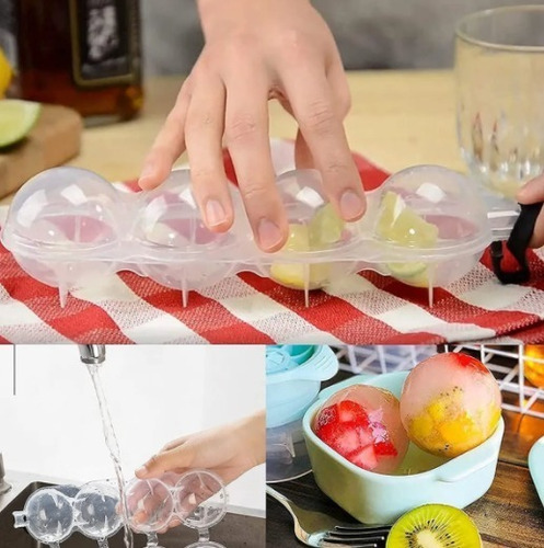 Imagen 5 de 10 de Pack De 2 Moldes Para Cubos De Hielo Redondo Cubiteras Hielo